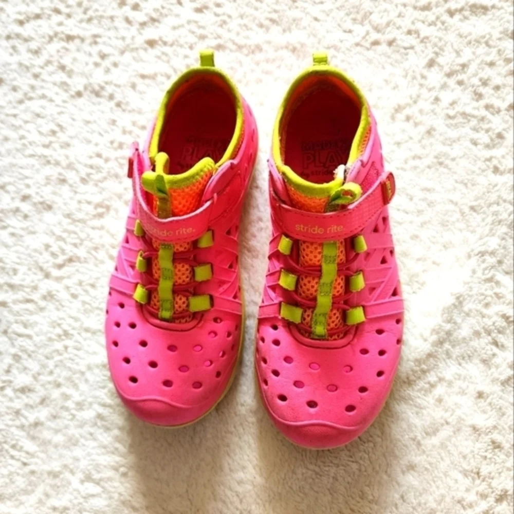 Stride Rite Pink and Green Kids Water Shoes